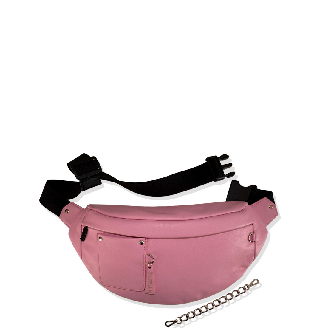 Sac banane en cuir coloris dragée rose