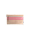 Pochette rectangulaire taille maxi en cuir d'agneau coloris noisette praline