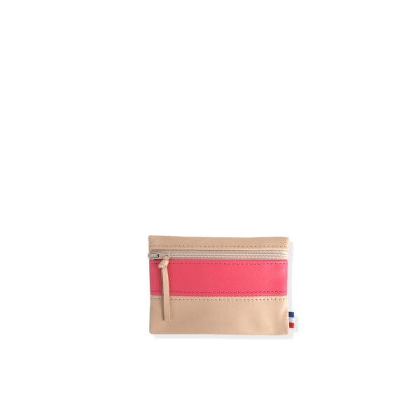 Pochette rectangulaire taille mini en cuir d'agneau coloris noisette fruit du dragon